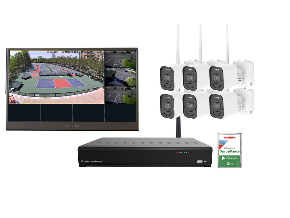 X-NVR-BCK-BUN513: Long-Range Wifi Kit, 6 Halow 4K Cameras, HD Monitor, 2TB