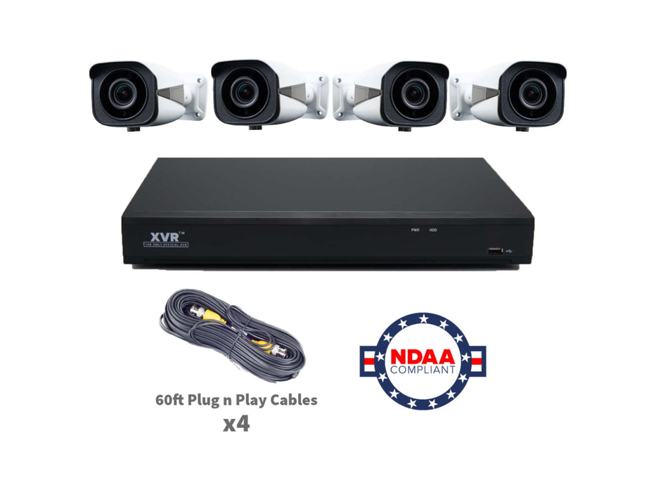 12 Channel XVR Camera System with 4 x 2MP HD Varifocal Bullet Cameras w/ WDR