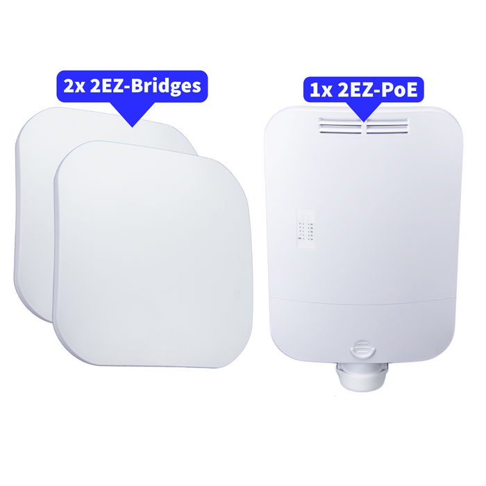 2EZ-PTPKIT: Long-Range Wireless Bridges + PoE Switch