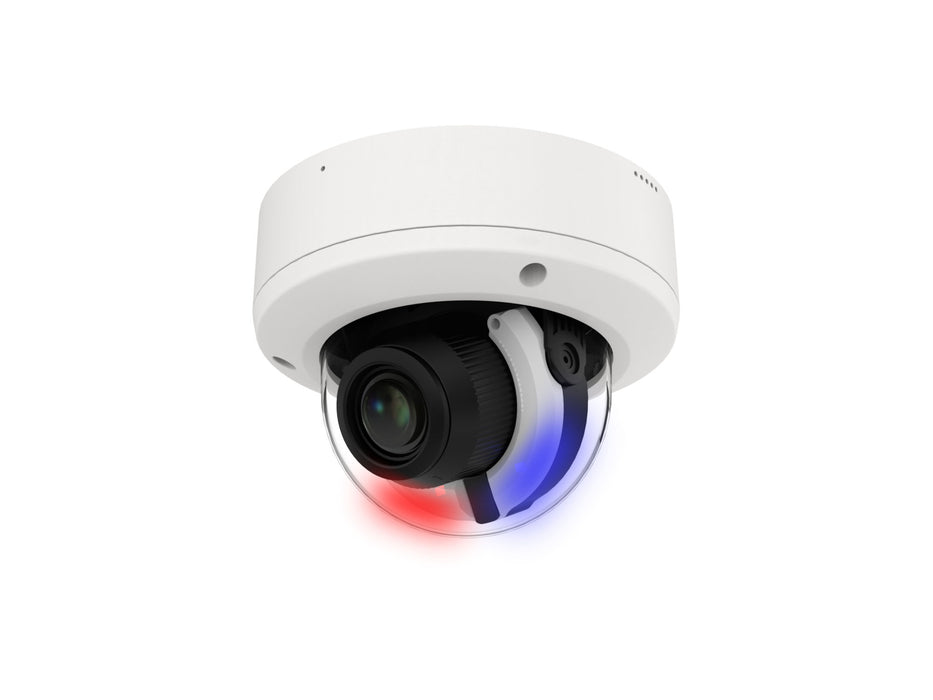 XP-5ALL-MZD: 5MP Motorized Zoom IP Vandal Dome Camera w/Active Deterrence w/Full Color w/AI