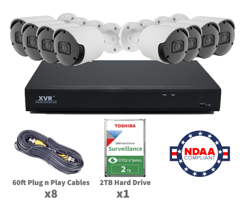 12 Channel XVR Complete Camera System with 8 x 5MP HD Bullet Cameras w/ Audio