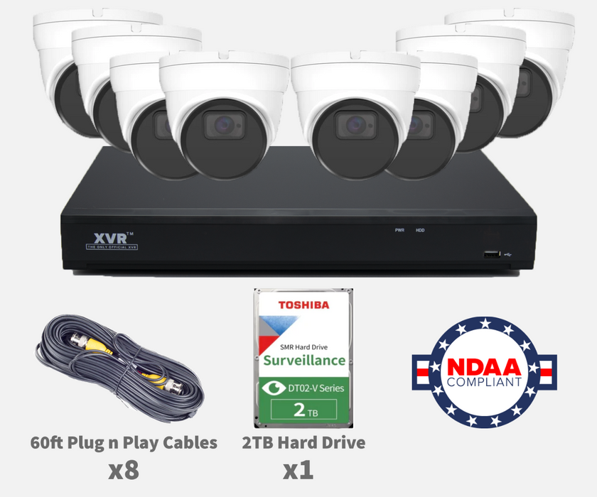 12 Channel XVR Complete Camera System with 8 x 5MP HD Turret Cameras w/ Audio